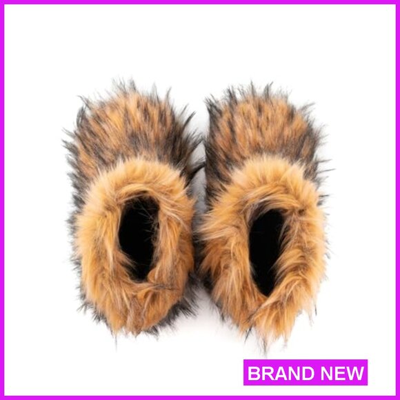 Faux Fur Snow Boots Mid-Calf Winter Warm Fuzzy Fluffy Comfortable Outdoor Shoes - Picture 4 of 7